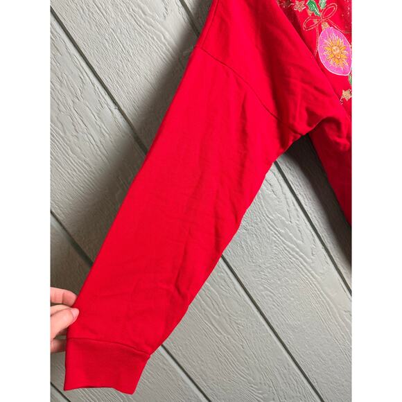 Vintage 90s Holiday Time Celestial Christmas Sun/Moon Ornament Sweatshirt 2X - Picture 2 of 6